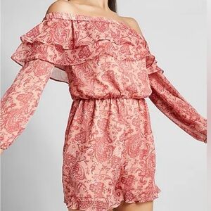 Express Red Paisley Off-Shoulder Romper